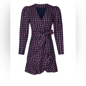 Tanya Taylor plaid Lexi flare dress with bow